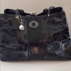 Coach Black leather purse with duster